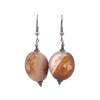 Chalcedony Brown Tumble Plain 21x19x13mm Dangle Gemstone Earrings